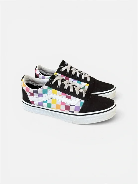 Vans Old Skool Checkerboard Low-top Sneaker in Black Multicolor - Picture 2 of 9